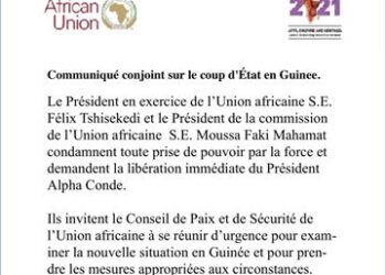 Guinée : l&rsquo;Union africaine condamne la prise de pouvoir par les militaires (document)