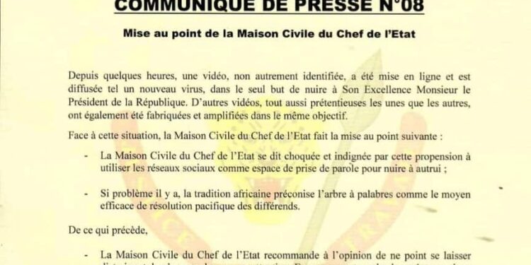Présidence : la Maison Civile dédouane Félix Tshisekedi en rapport avec une vidéo sur la toile (Document)