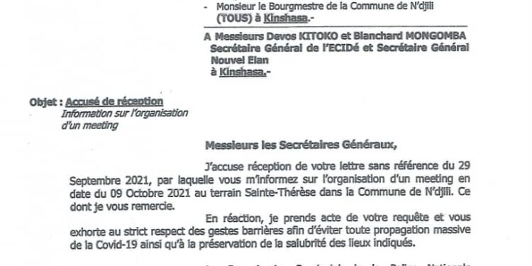 Kinshasa : Ngobila prend acte du meeting de Lamuka samedi à N’Djili (Document)