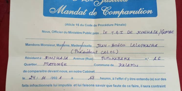 Kinshasa : le président des laïcs catholiques convoqué au Parquet de grande instance de Kinshasa/Gombe