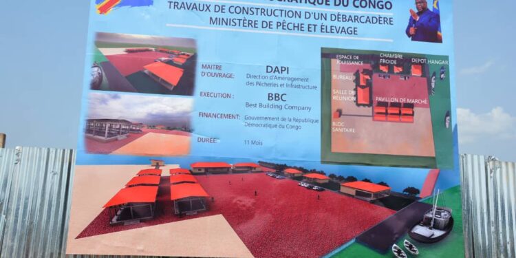 Promotion de la pêche locale : Sama Lukonde en visite d&rsquo;inspection  des travaux de construction d&rsquo;un Débarcadère à Kinkole