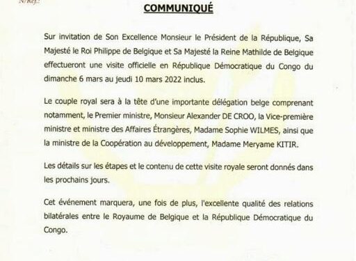 RDC –Belgique : le couple royal annoncé à Kinshasa en mars prochain