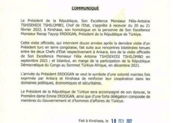 Turquie-RDC : le président Erdogan attendu ce dimanche à Kinshasa