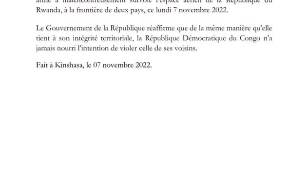 Mise au point : la RDC n&rsquo;a pas violé le territoire aérien rwandais