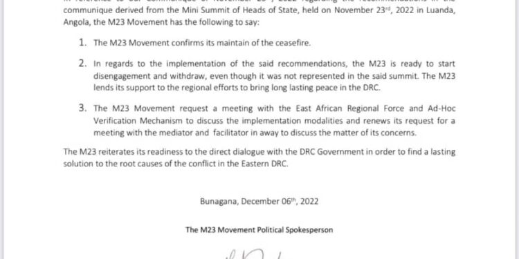 Guerre dans l&rsquo;Est de la RDC: le M23 se désengage