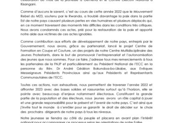 Festivités de fin d&rsquo;année : message de vœux de Me Willy Masaka aux jeunes protestants